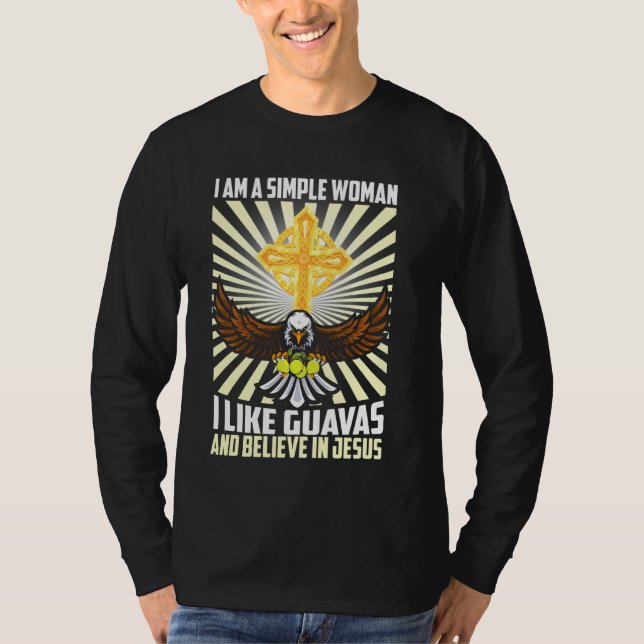 Camiseta Mulheres Simples Como A Guava E Acreditam Em Jesus (Frente)