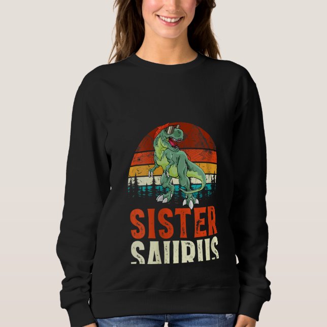 Camiseta Mulheres Sistersaurus T Rex Dinossaur Irmã Saurus  (Frente)