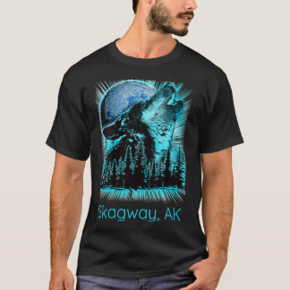 Camiseta Mulheres Skagway Alaska Howling Wolf Moon Forest N