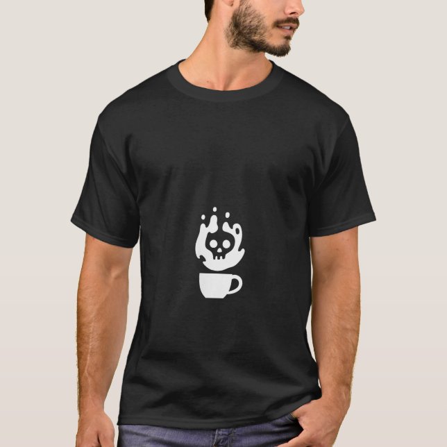 Camiseta Mulheres Skeleton Café Amam Design de Halloween (Frente)