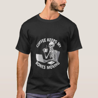 Camiseta Mulheres Skeleton Café Funny V Pescoço