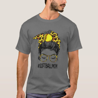 Camiseta Mulheres Softball Mãe Vida Com Leopardo E Arma Men