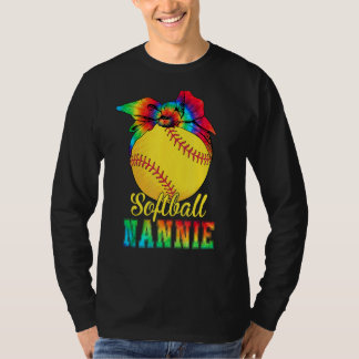 Camiseta Mulheres Softball Nannie Tie Dye Softball da Mãe