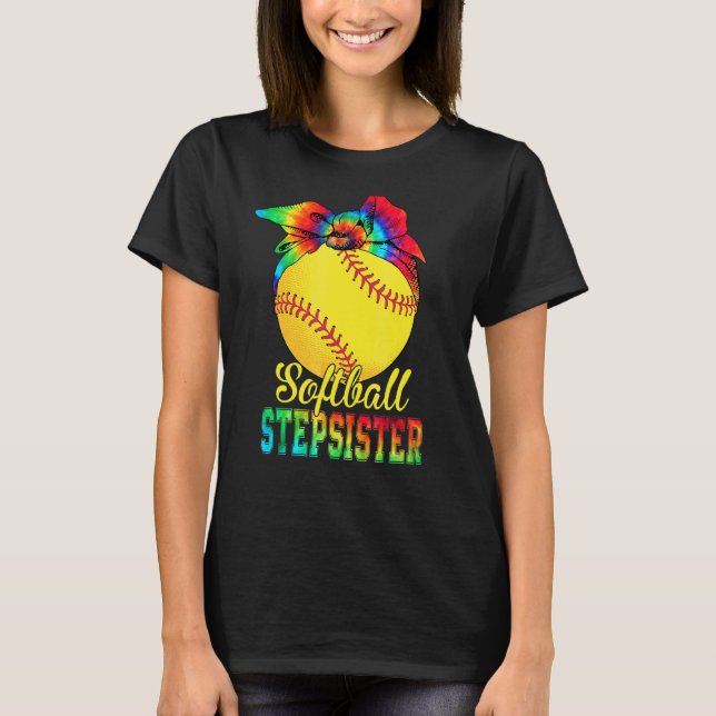 Camiseta Mulheres Softball Stepirmã Tie Dye Softball Mothe (Frente)