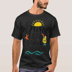 Camiseta Mulheres Sol Areia e uma Bebida no meu verão bonit
