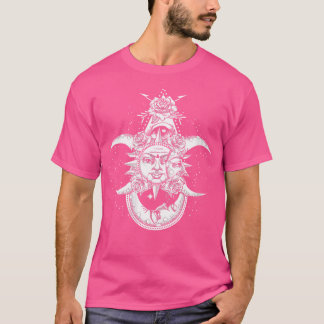 Camiseta Mulheres Sol Lua Rosas Astrologia Espaço Galáxico