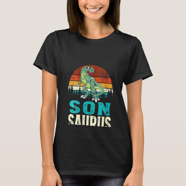 Camiseta Mulheres Sonsaurus T Rex Dinossaur Funny Son Sauru (Frente)