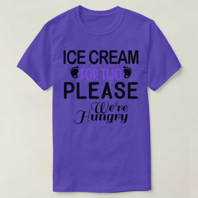 Camiseta Mulheres Sorvetes Esperando A Gravidez Da Mãe (Frente do Design)
