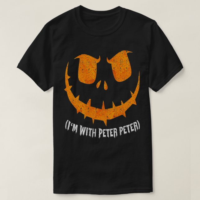 Camiseta Mulheres Sou Com Peter Casal Meninas De Halloween  (Frente do Design)