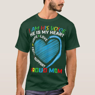 Camiseta Mulheres Sou Sua Voz Ele É Meu Autismo Cardíaco Aw