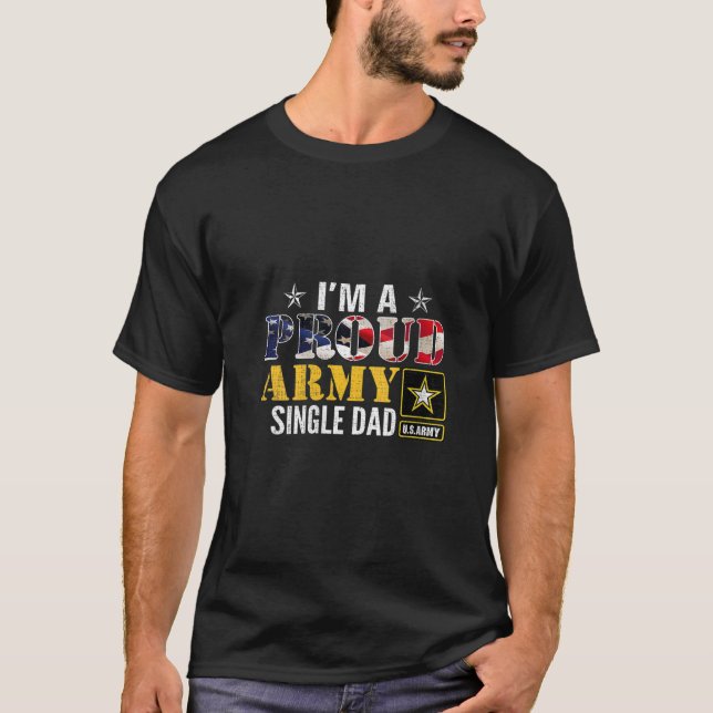Camiseta Mulheres Sou um Solteiro do Exército Pai Americano (Frente)