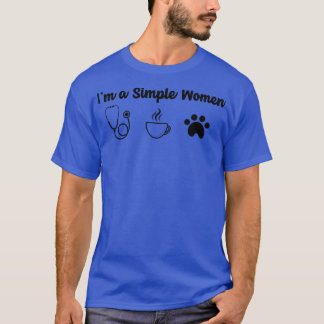 Camiseta Mulheres sou uma enfermeira simples Cães de café T