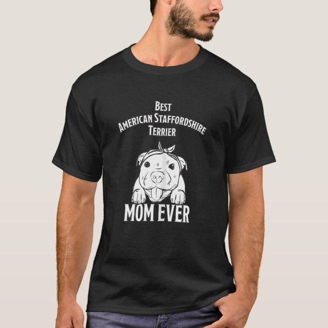 Camiseta Mulheres Stafford Terrier Mamãe Americana Stafford (Frente)