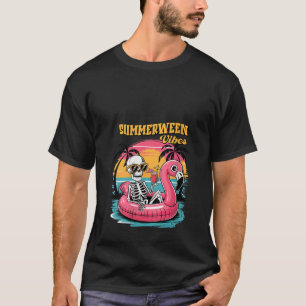 Camiseta Mulheres Summerentre Vibes Esqueleton Férias de Ve