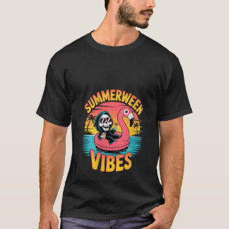 Camiseta Mulheres Summerentre Vibes Skeleton Flamingo Float