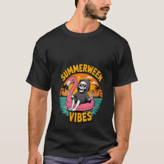 Camiseta Mulheres Summerentre Vibes Skeleton Flamingo Float