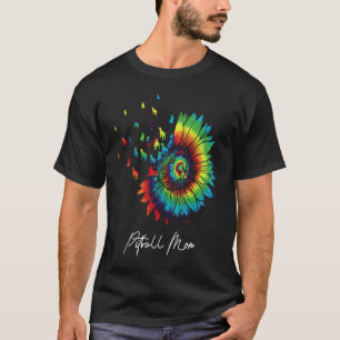 Camiseta Mulheres Sunflower Pitbull Mãe Tie Dye Cachorro Lo