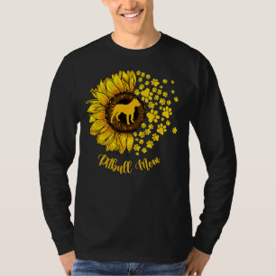 Camiseta Mulheres Sunflower Pitbull Mamãe Cachorro 438