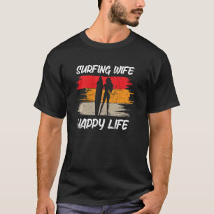 Camiseta Mulheres surfando esposa feliz Vida praia passa pa