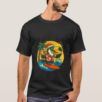 Camiseta Mulheres surfando Papais noeis tucanos e cãozinhos