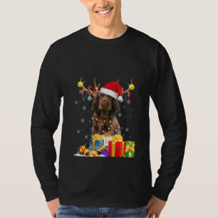 Camiseta Mulheres Sussex Spaniel Dog Reindeer Santa Hat Cãe