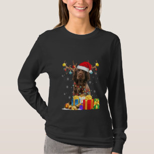 Camiseta Mulheres Sussex Spaniel Dog Reindeer Santa Hat Cãe