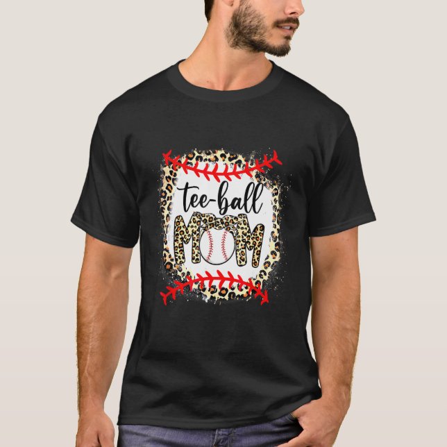 Camiseta Mulheres Teeball Mãe Bola Leopardo Dia de as mães  (Frente)
