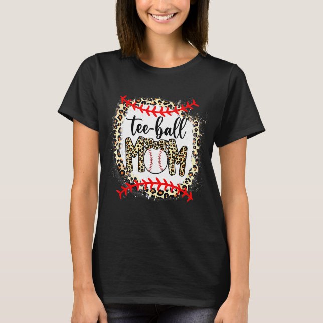Camiseta Mulheres Teeball Mãe Bola Leopardo Dia de as mães  (Frente)