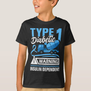 Camiseta Mulheres Tipo 1 Advertência Diabética Insulina Dep