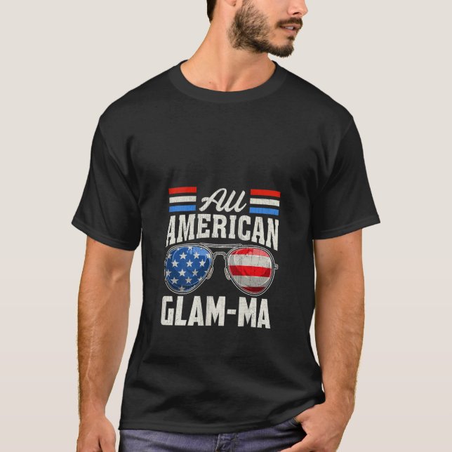 Camiseta Mulheres Todos Os Glam Americanos mães 4 De Julho (Frente)
