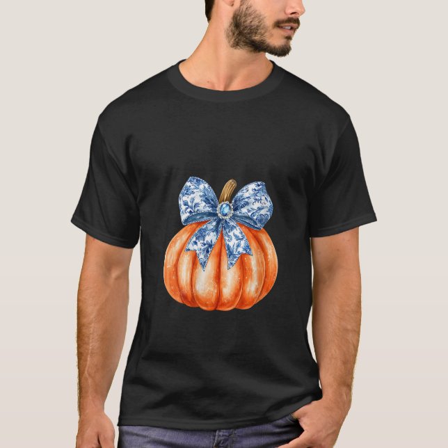 Camiseta Mulheres Trendy Pumpkin Aestética Chinoiserie Coqu (Frente)