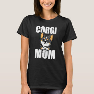 Camiseta Mulheres Tricolor Corgi Mãe Para As Amantes De Cor
