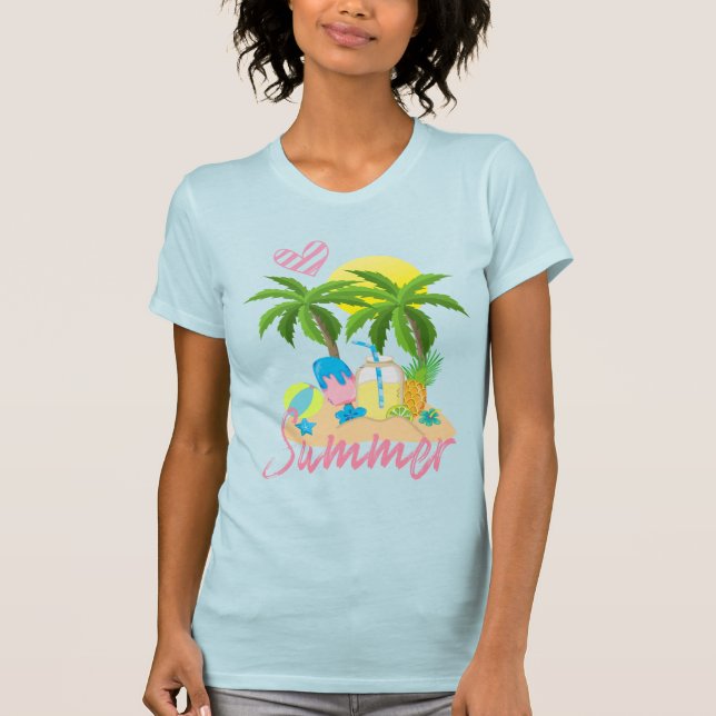 Camiseta Mulheres tropicais da praia do amor do verão do (Frente)