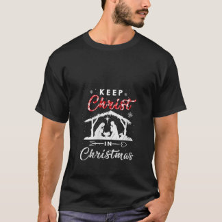 Camiseta Mulheres Tu Mantém Cristo no Natal Xadrez Vermelha