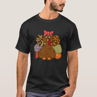 Camiseta Mulheres Turquia Dia de Ação de Graças Leopardo Fe