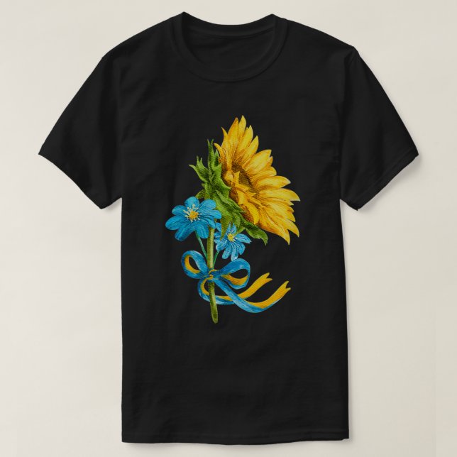 Camiseta Mulheres Ucrânia Girassóis e flores silvestres em  (Frente do Design)