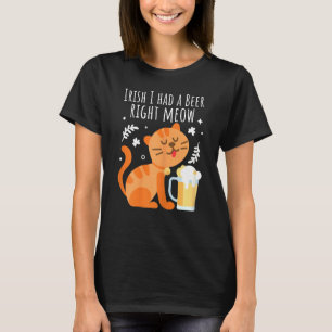 Camiseta Mulheres Uma Cerveja Direita Miau Gato Engraçado S