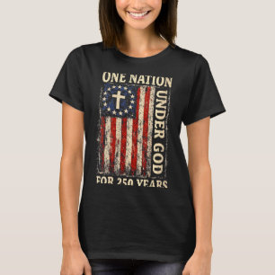 Camiseta Mulheres Uma Nação Sob Deus 250 Anos Dom 1776