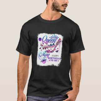 Camiseta Mulheres Uma Rainha Foi Nascer Em Maio, Borboleta