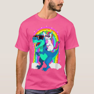 Camiseta Mulheres Unicórnio Andando Trex Dinossaur Dando Ga