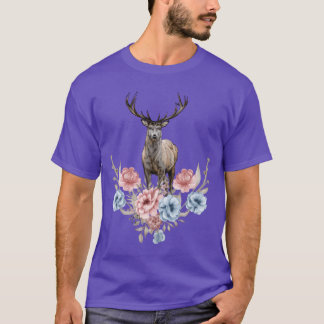 Camiseta Mulheres Veados Flores Floresta Animal engraçado