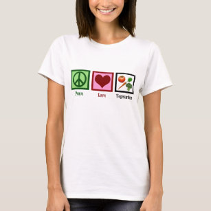 Camiseta Mulheres Vegetarianas de Paz e Amor