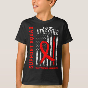 Camiseta Mulheres Vermelhas Pequena Irmã Vermelha Doença Ca