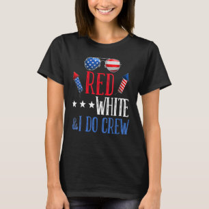 Camiseta Mulheres Vermelho Branco & Eu Faço Tripulação 4 de