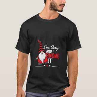 Camiseta Mulheres Vermelho Gnome Eu sou Sexy e eu sei disso
