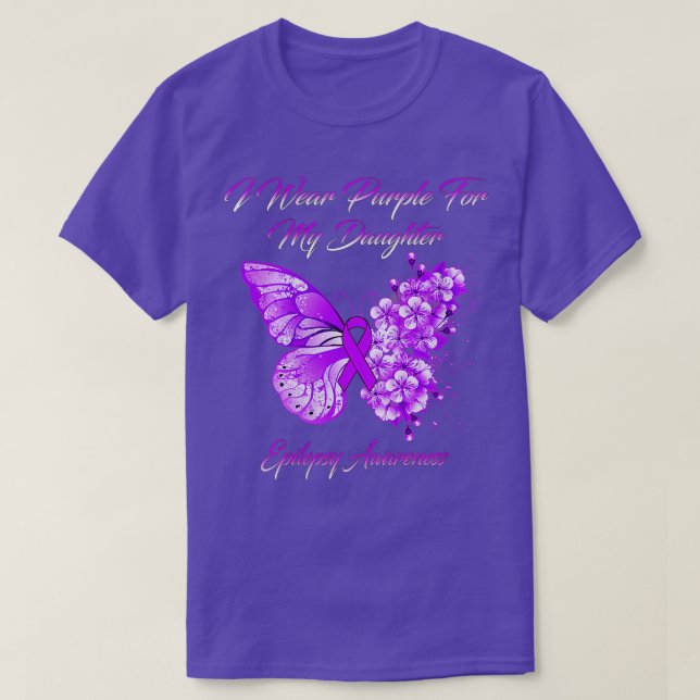 Camiseta Mulheres Vestem Roxo Para Filha Epilepsia Guerra C (Frente do Design)