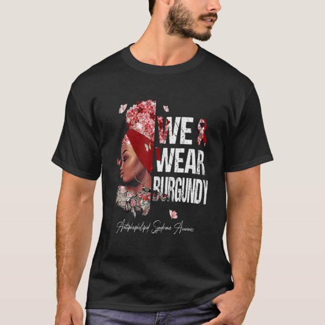 Camiseta Mulheres Vestimos Síndrome Antifosfolípide Burgund (Frente)