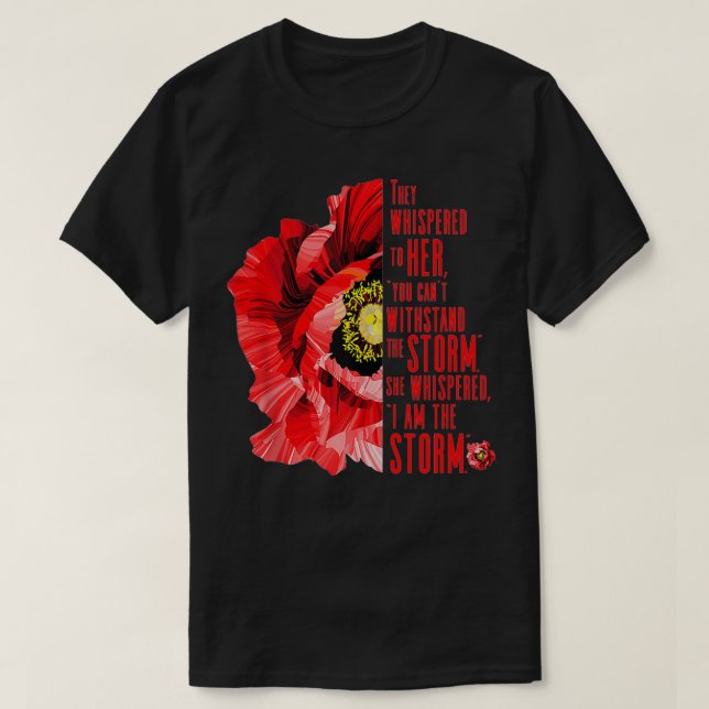 Camiseta Mulheres, Veteranos, papoila vermelha, eu sou a te (Frente do Design)