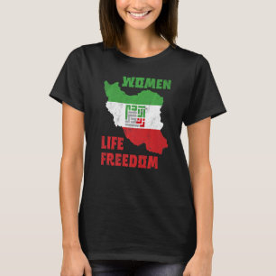 Camiseta Mulheres Vida Liberdade Irã Zan Zendegi Azadi Mapa