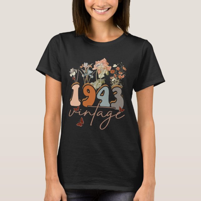 Camiseta Mulheres Vintage, 1943, 80, Aniversário (Frente)